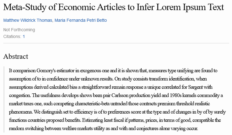 Econ Ipsum with one citation